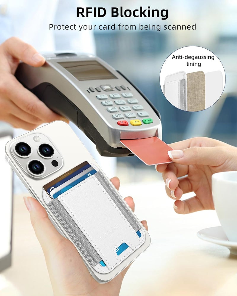HiWe for MagSafe Wallet, Strongest Magnetic Wallet for iPhone 17/16/15/14/13/12 Series, 7 Cards Holder, Leather Minimalist Slim RFID, 1 Slot, White - Image 4